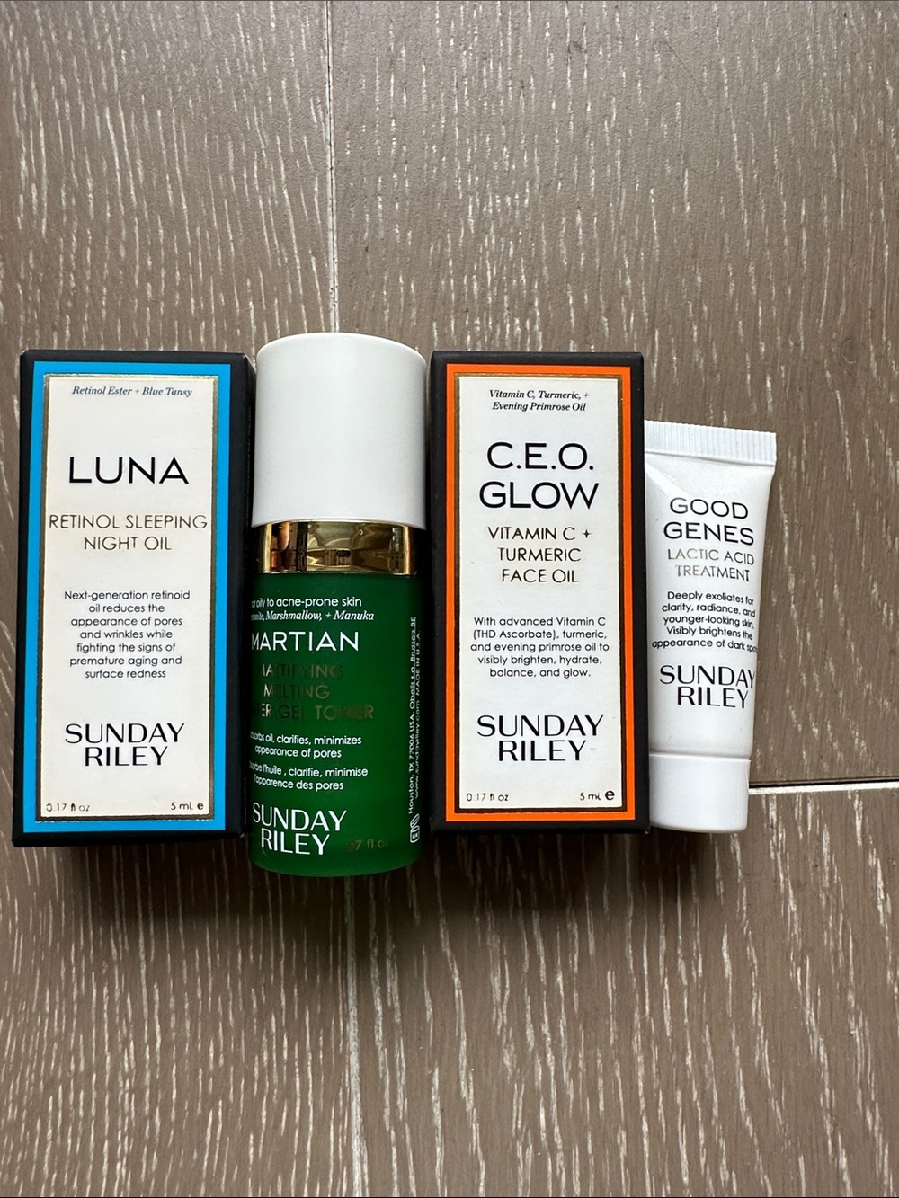 New Sunday Riley mixed lot mini size - night oil, face oil, toner, lactic acid